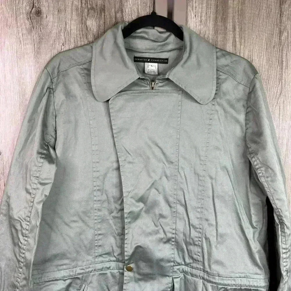 Peruvian Connection Jacket Sz L Wind Sage Green Cotton Spring Stains - Picture 4 of 12